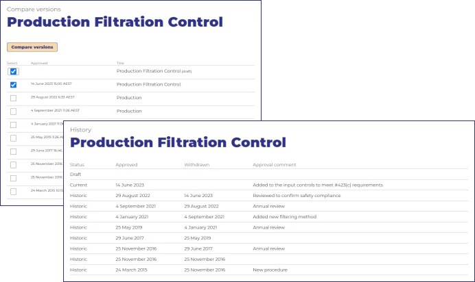 Phrontex: Version history and comparison